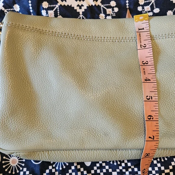 ♤ Kate Spade Mint Green Leather Fold-Over Crossbody Bag - Picture 7 of 16
